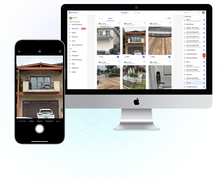pixly dashboard and phone image